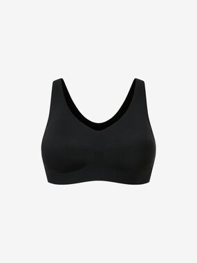 Wireless Everyday V-Neck Comfort Bra in Black